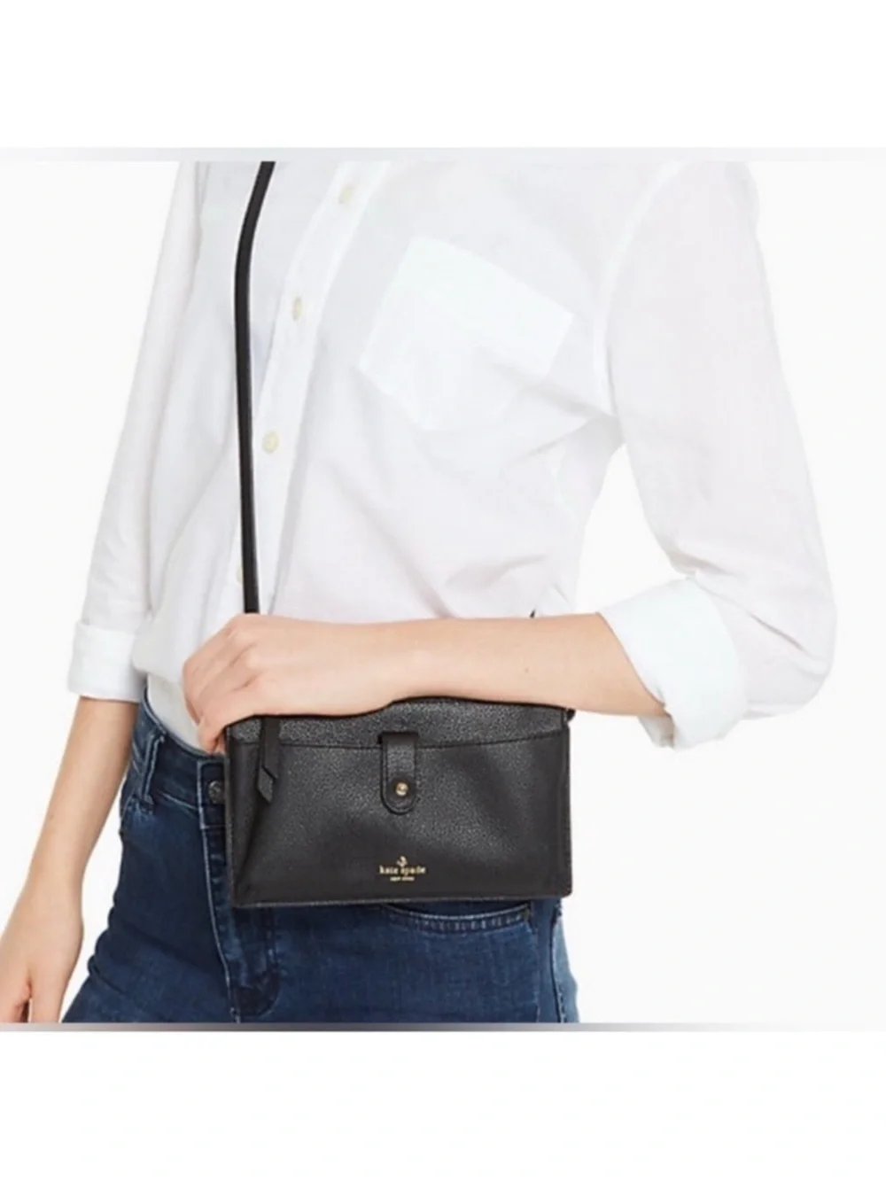 Kate Spade Larchmont Avenue Alegra crossbody bag/clutch in black pebbled leather